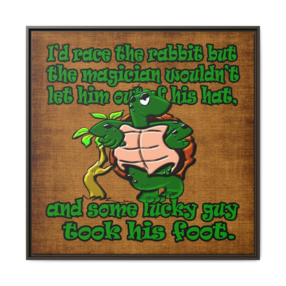 turtle race - framed canvas art (brown papyrus)