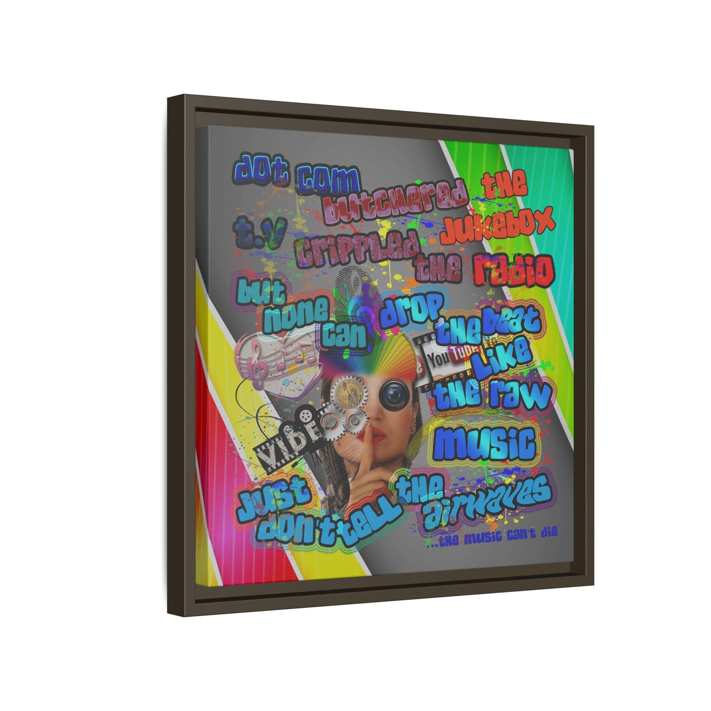 drop the beat - framed canvas art (rainbow split)
