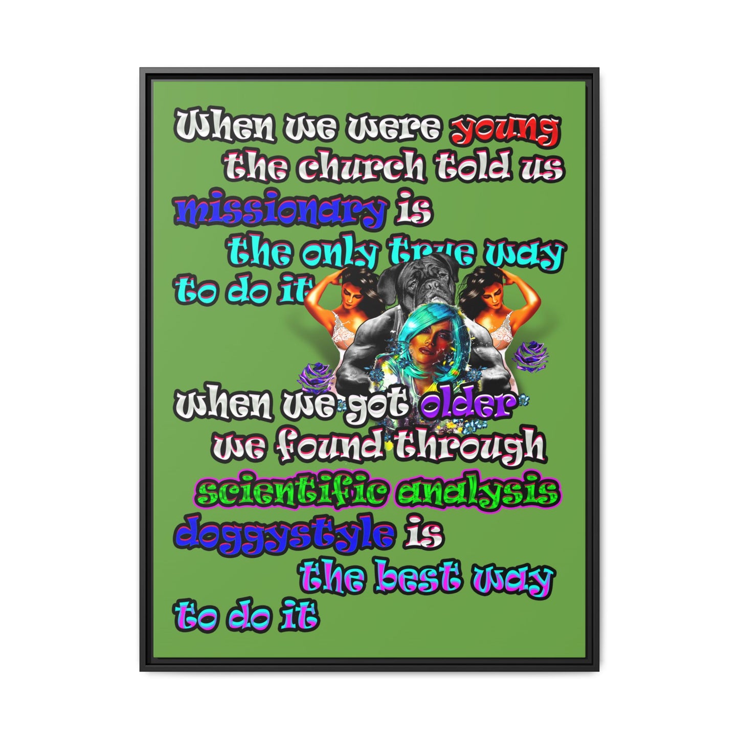 doggystyle - framed canvas art (green)