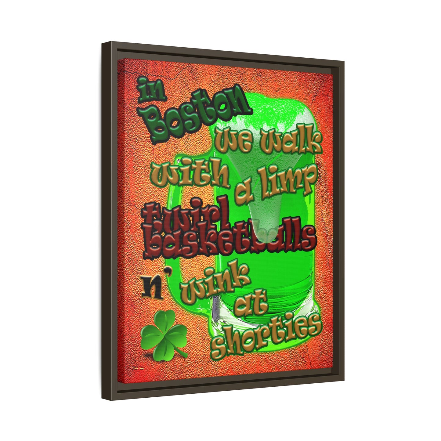 celtics logo - framed canvas art (burnt orange)