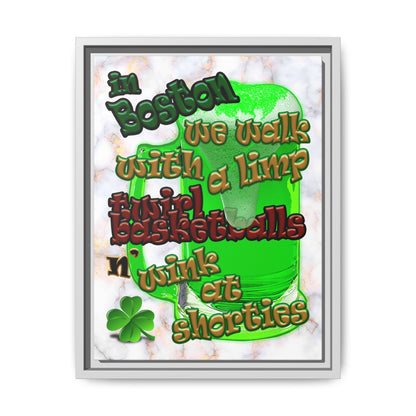 celtics logo - framed canvas art (white marble)