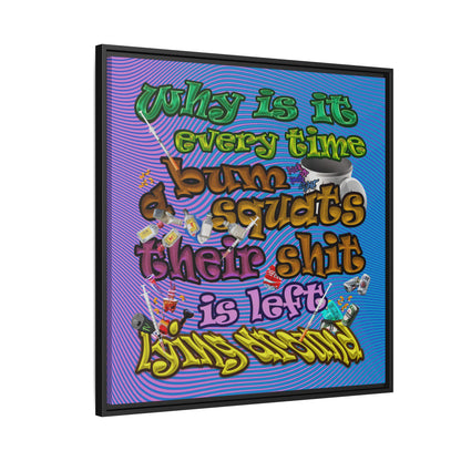 the bum's shit - framed canvas art (light blue-purple wave)