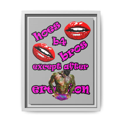 hoes b4 bros - framed canvas art (light grey)