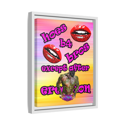 hoes b4 bros - framed canvas art (color blur)