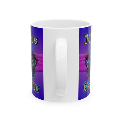 em cee squared - White Mug (purple-pink wave)