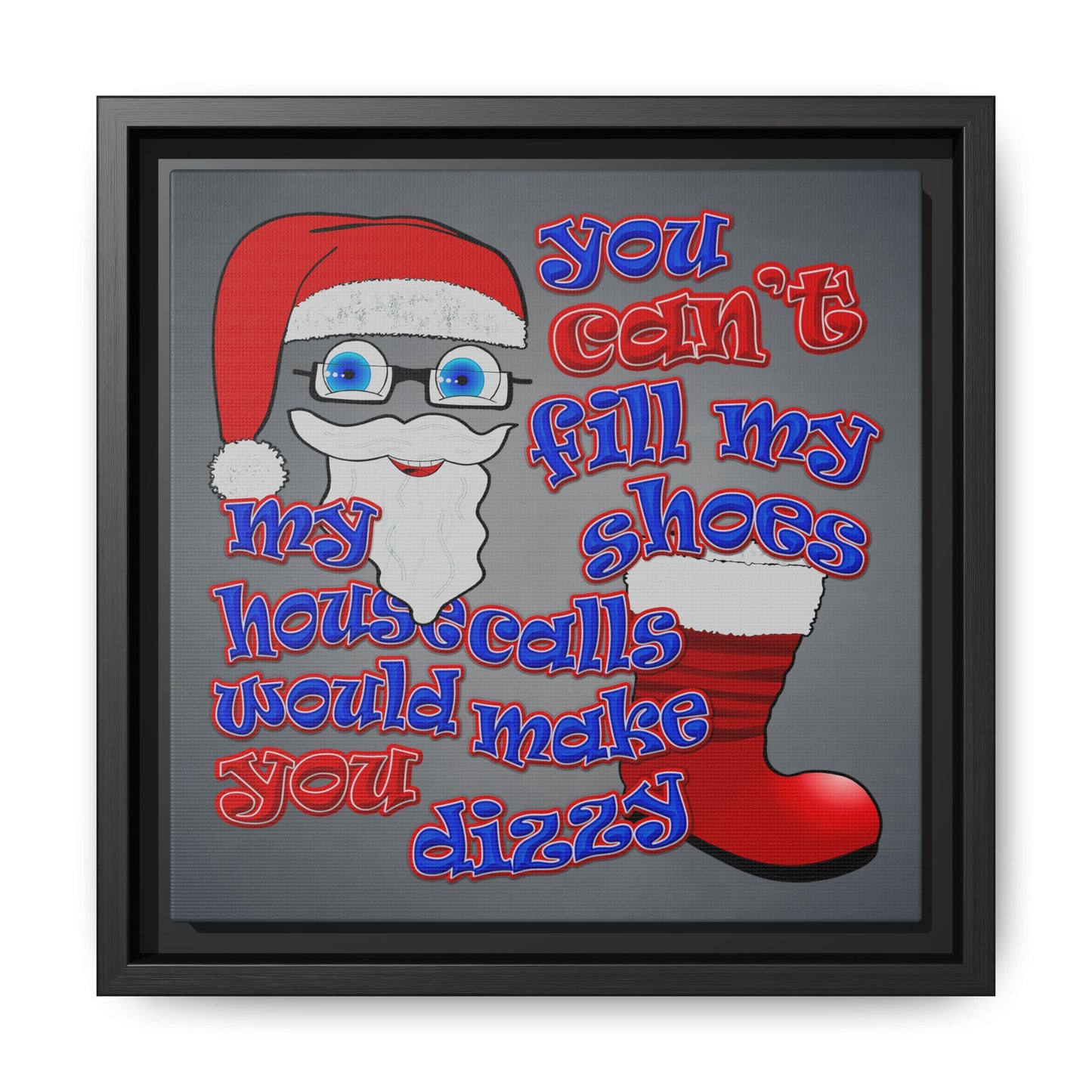 santa's shoes - framed canvas art (grey-light grey)