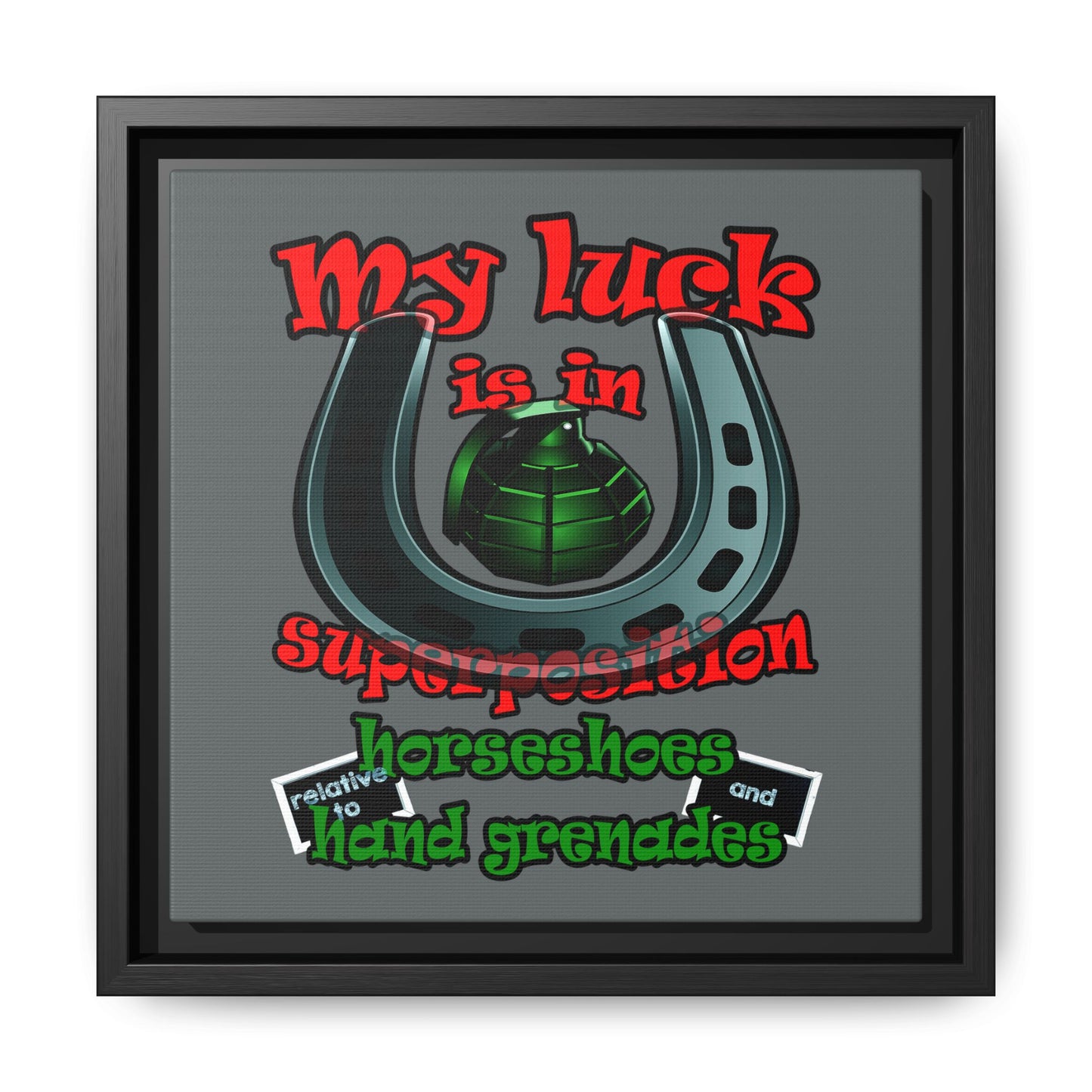 my luck - framed canvas art (dark grey)