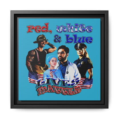 rw&b lives matter - framed canvas art (turquoise)