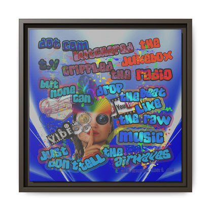 drop the beat - framed canvas art (blue-white wave)