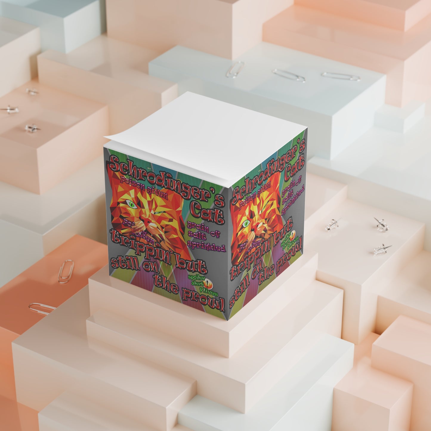 schrodinger's cat - note cube (rainbow split)