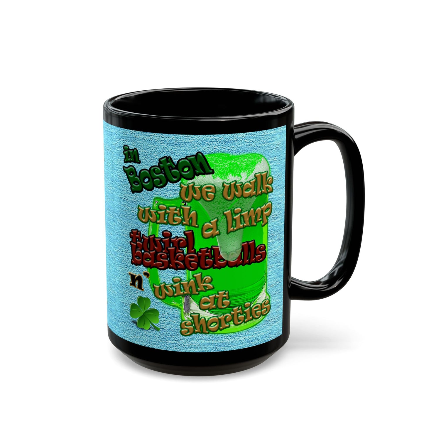 celtics logo - Black Mug (faded blue)