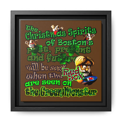 christmas spirits of boston - framed canvas art (brown)