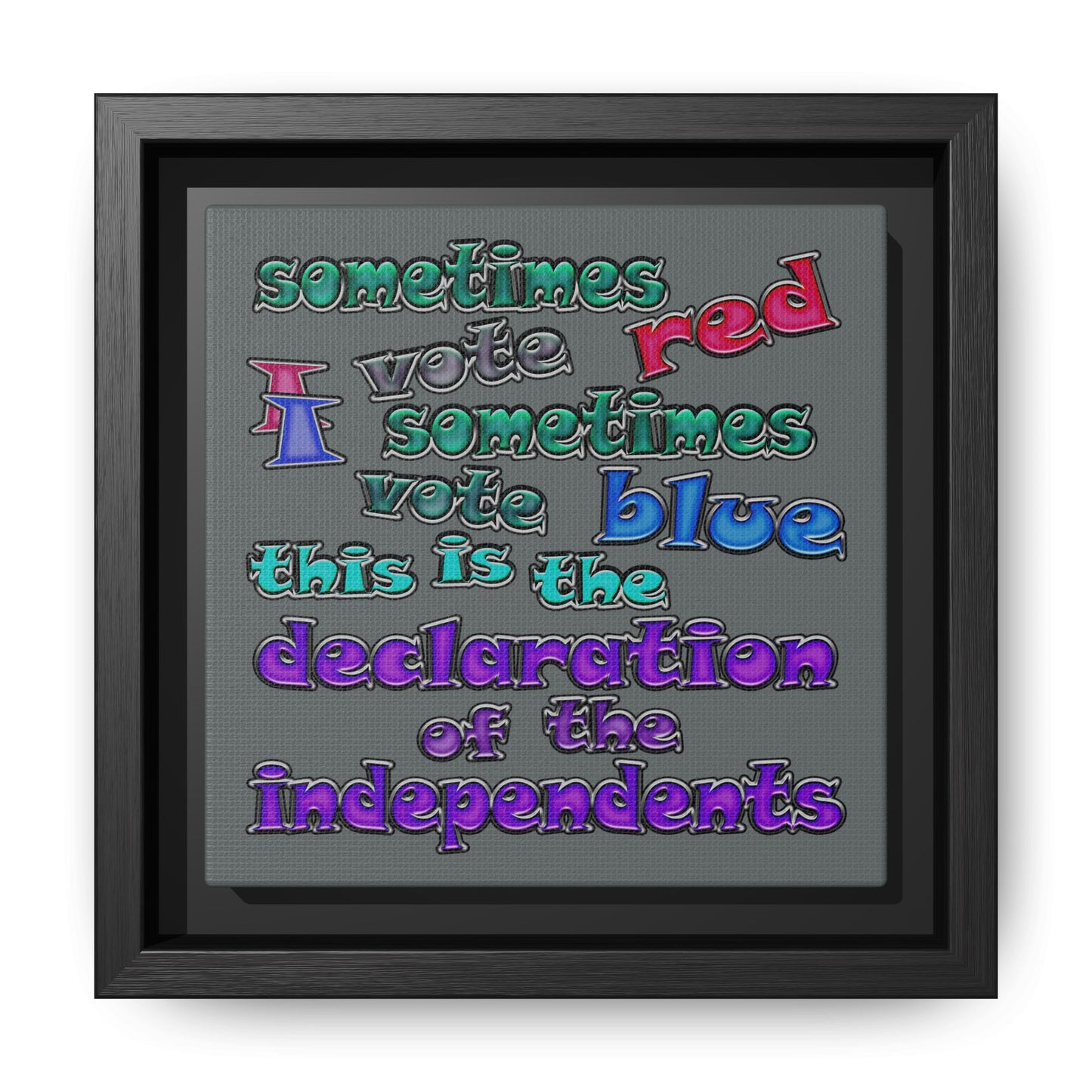 declaration of the independents - framed canvas art (dark grey)