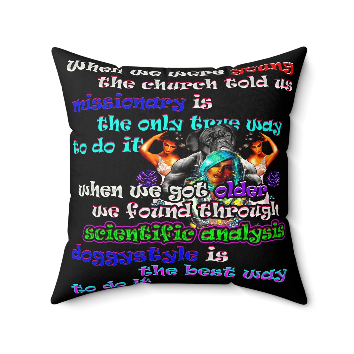 doggystyle - Faux Suede Square Pillow - (black)