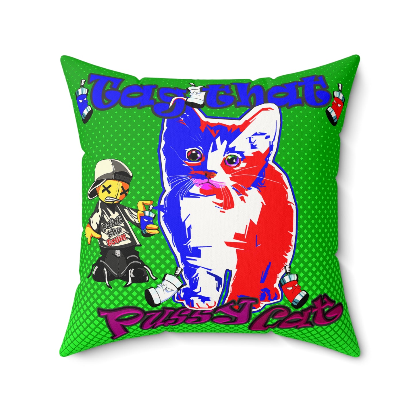 tag that - Faux Suede Square Pillow - (logo green)