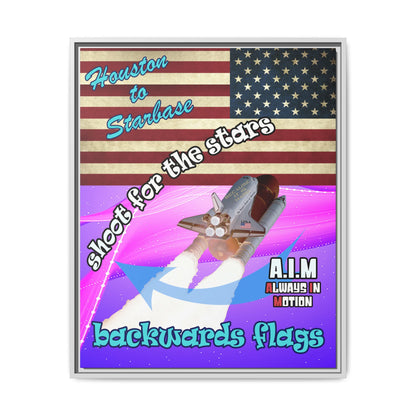 shoot for the stars - framed canvas art (purple-pink wave)