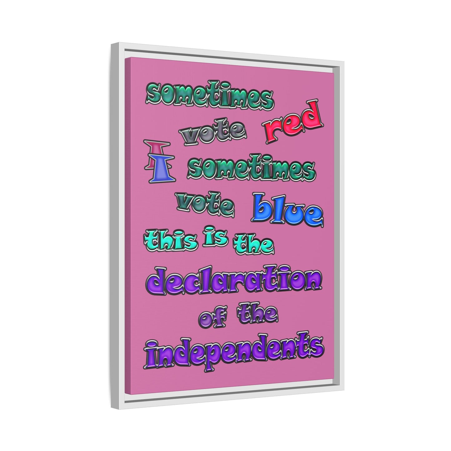declaration of the independents - framed canvas art (light pink)