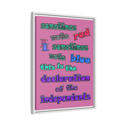 declaration of the independents - framed canvas art (light pink)