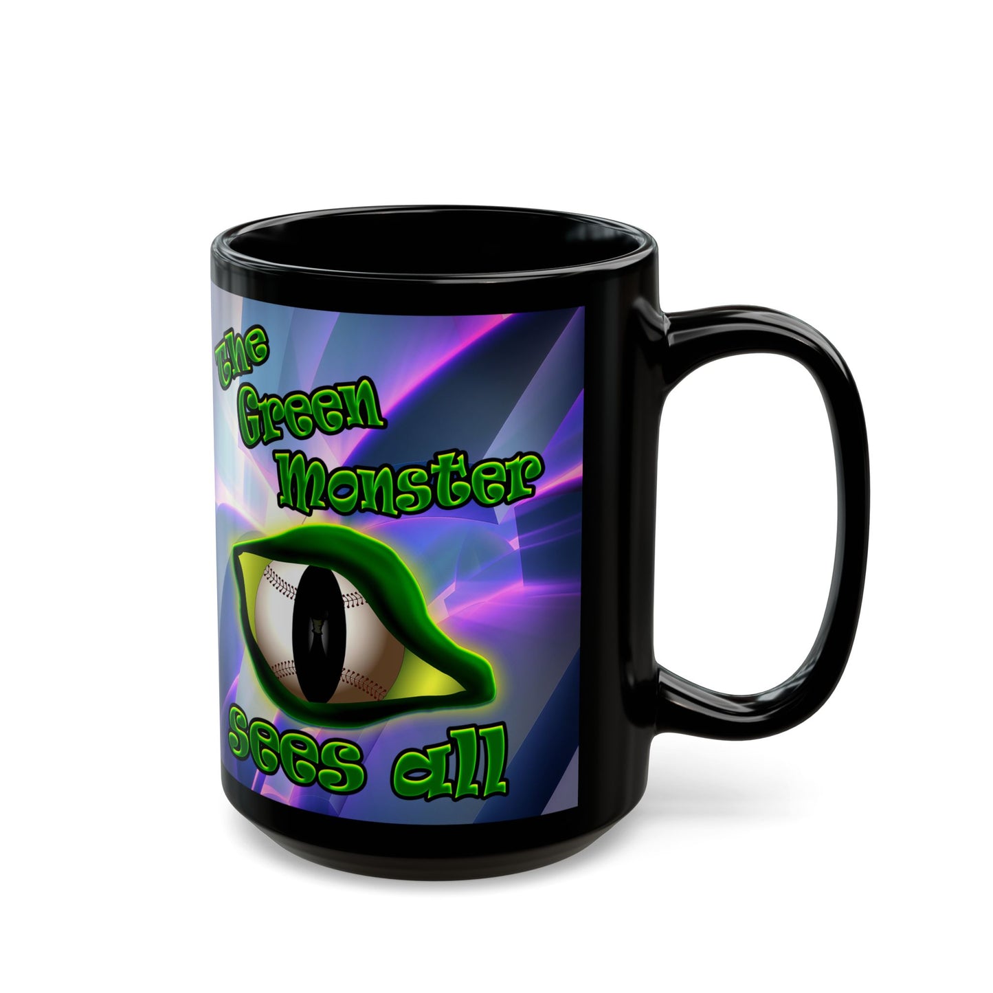 green monster - Black Mug (grey-pink wave)