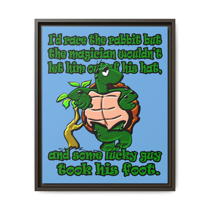 turtle race - framed canvas art (light blue)