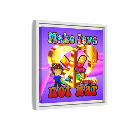 love peace - framed canvas art (purple-pink wave)