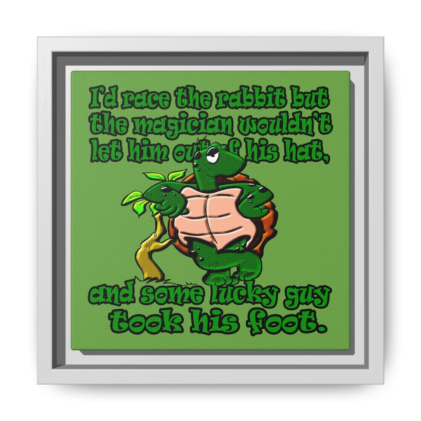 turtle race - framed canvas art (green)