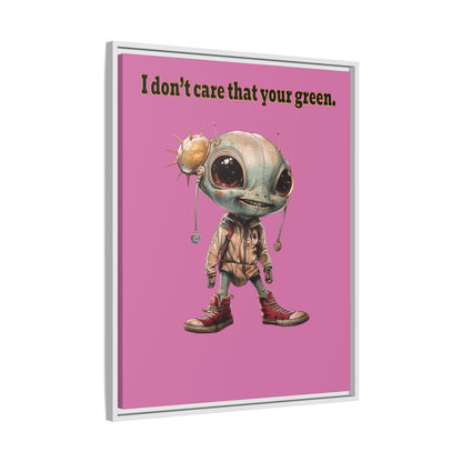 I don't care that your green - framed canvas art (light pink)