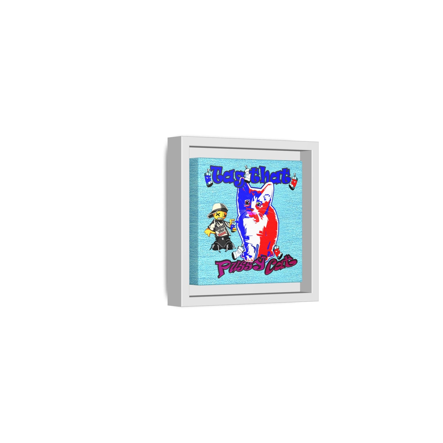 tag that - framed canvas art (faded blue)