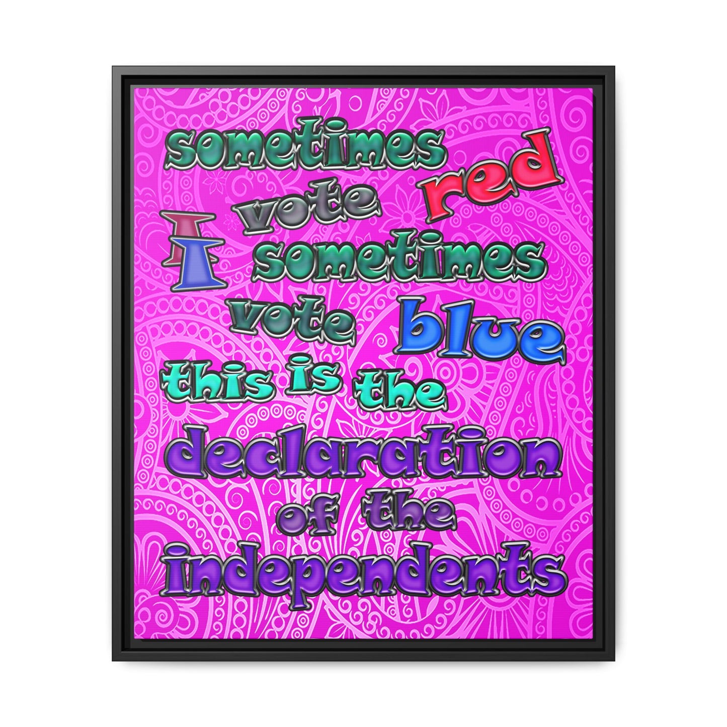 declaration of the independents - framed canvas art (pink swirl)
