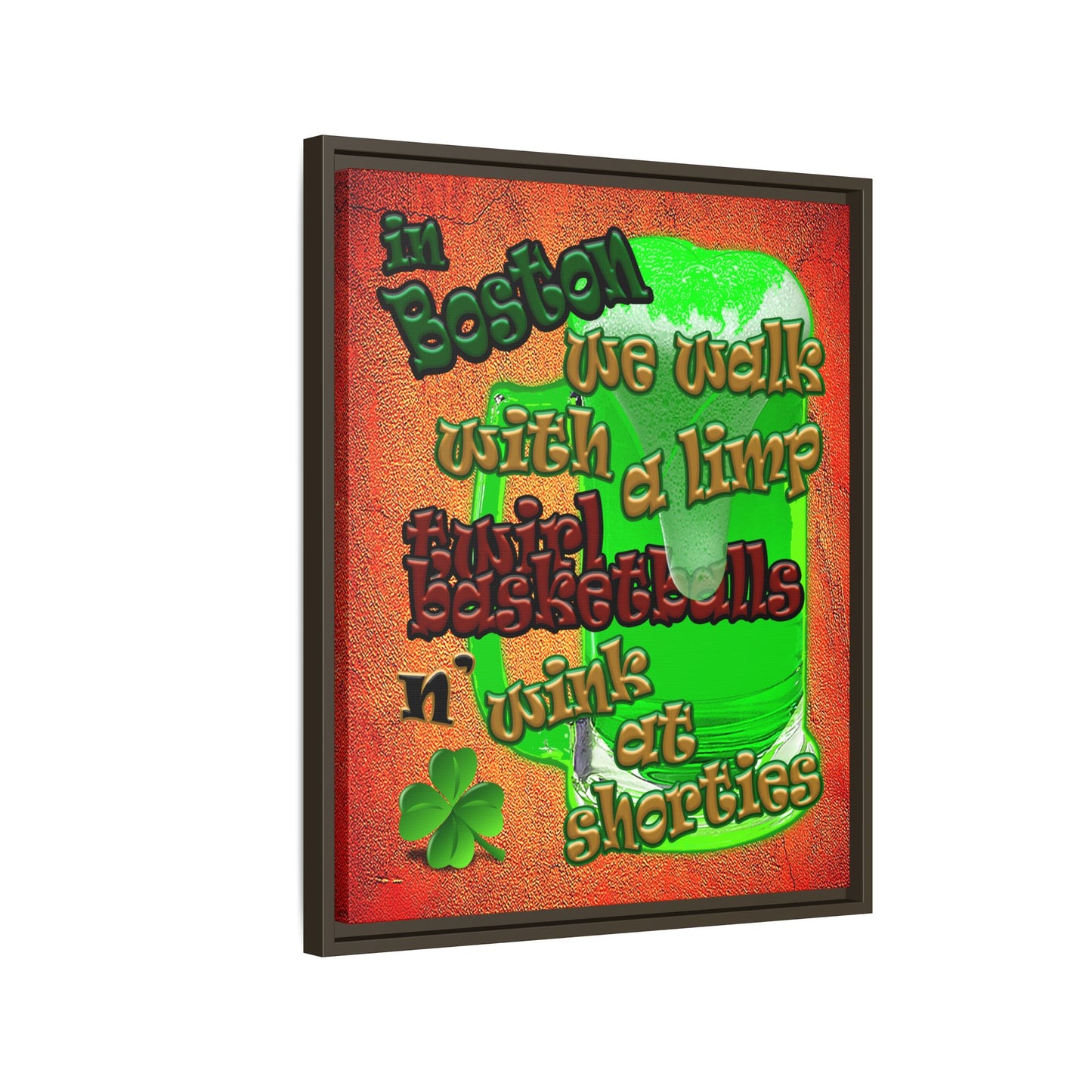 celtics logo - framed canvas art (burnt orange)