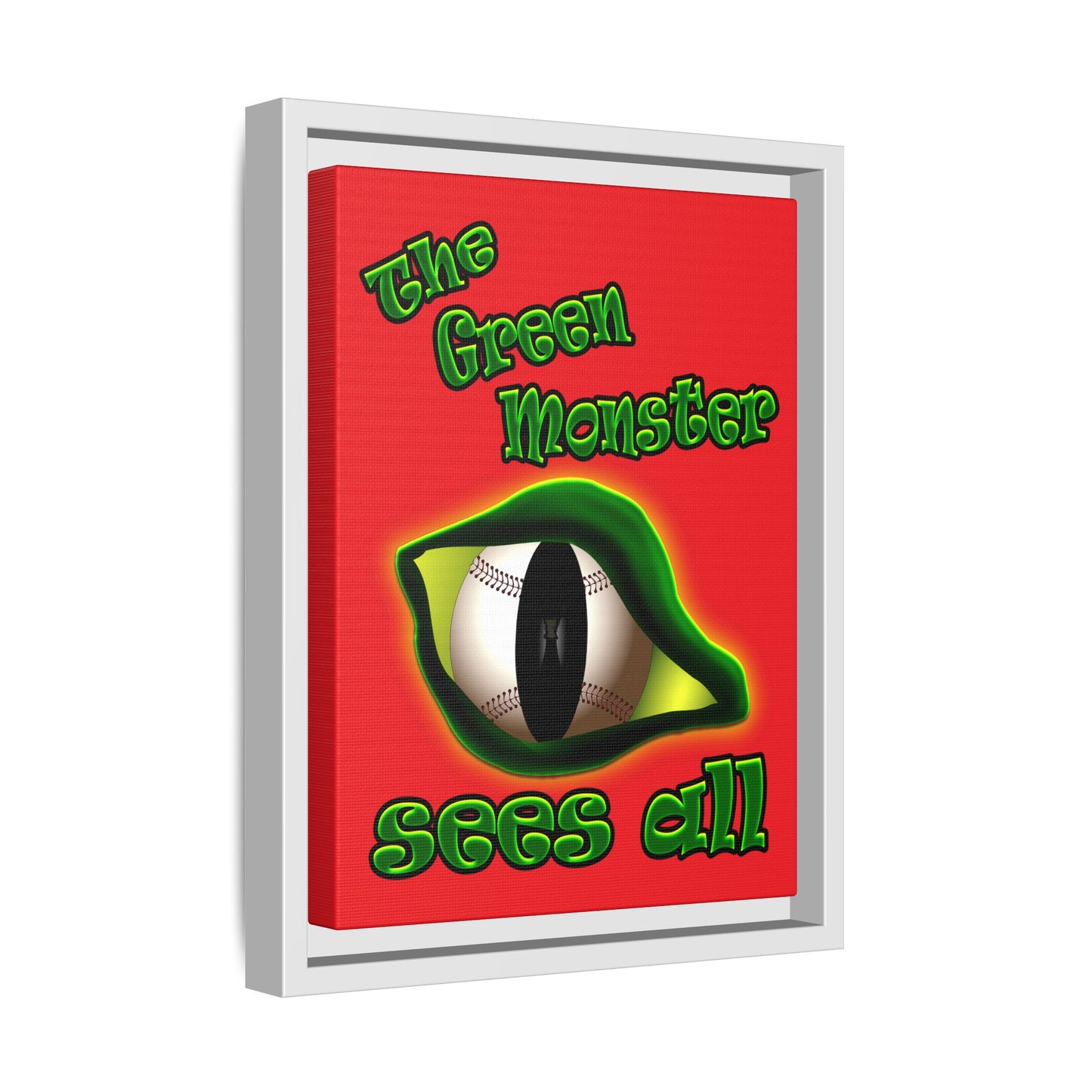 green monster - framed canvas art (red)