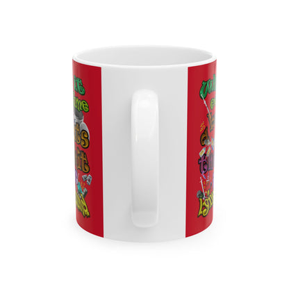 the bum's shit - White Mug (dark red)