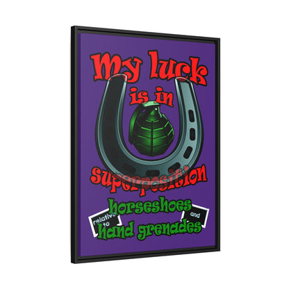 my luck - framed canvas art (purple)