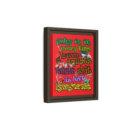 the bum's shit - framed canvas art (red)
