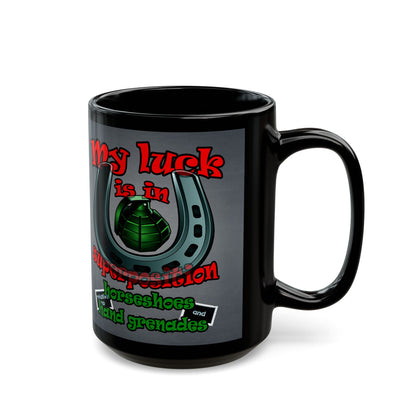 my luck - Black Mug (grey-light grey)