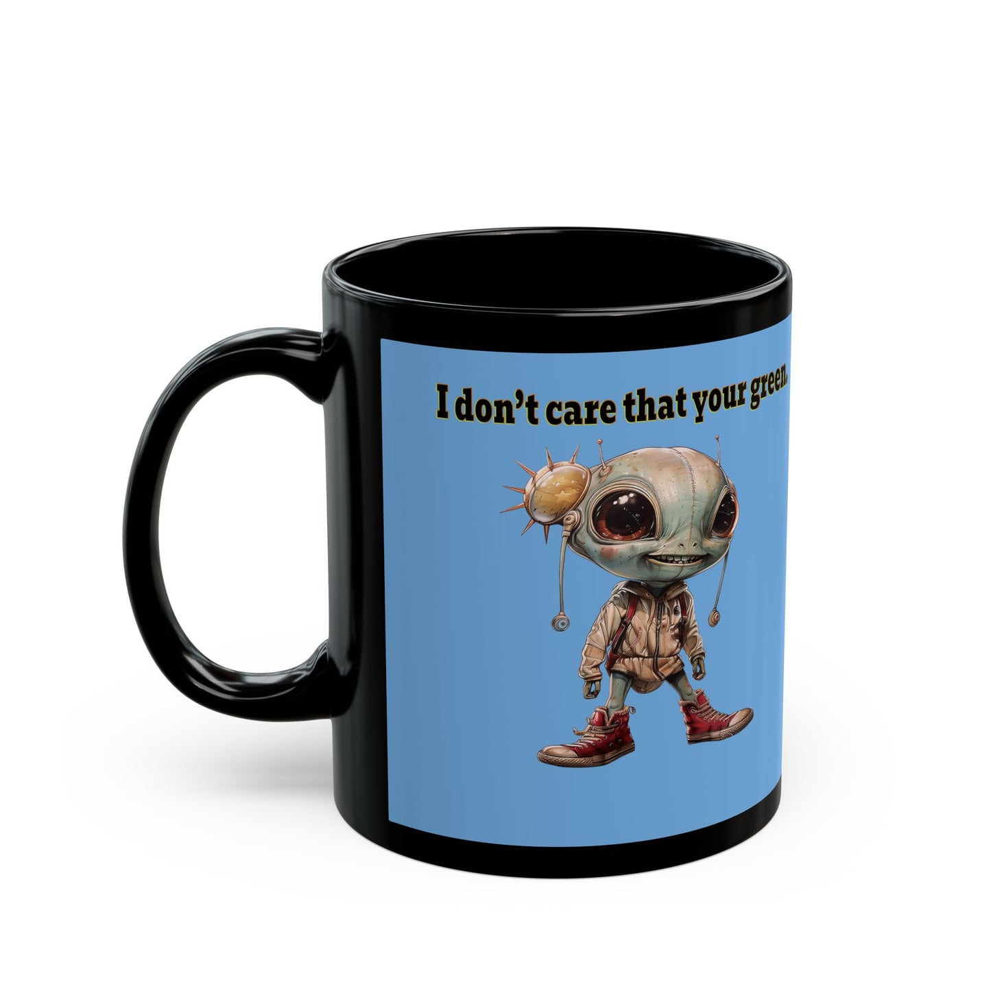 I don't care that your grey - Black Mug (light blue)