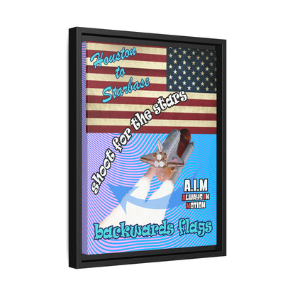 shoot for the stars - framed canvas art (light blue-purple wave)