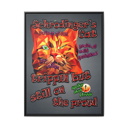 schrodinger's cat - framed canvas art (grey-light grey)