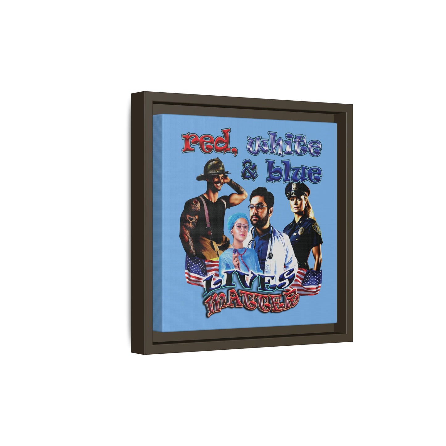 rw&b lives matter - framed canvas art (light blue)