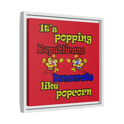 popping like popcorn - framed canvas art (dark red)