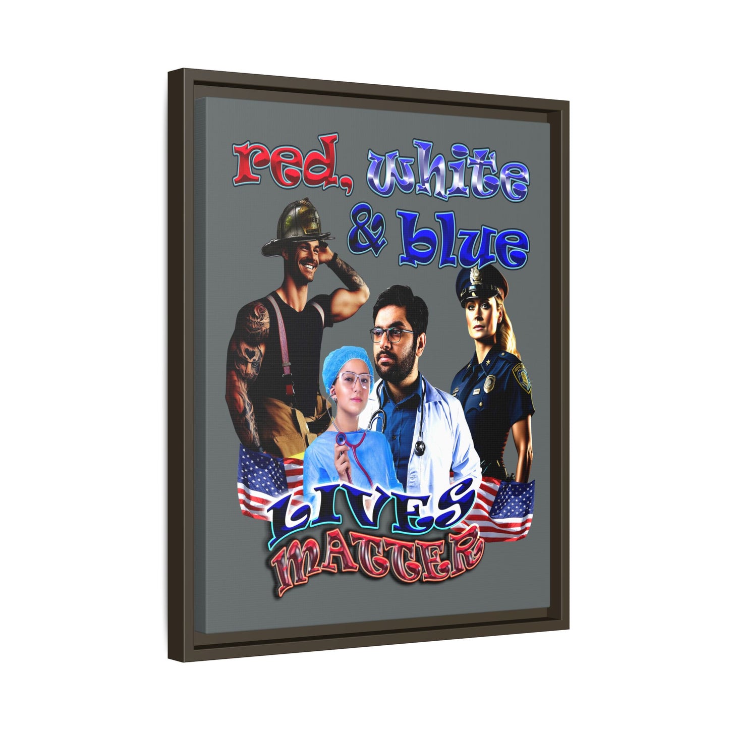 rw&b lives matter - framed canvas art (dark grey)