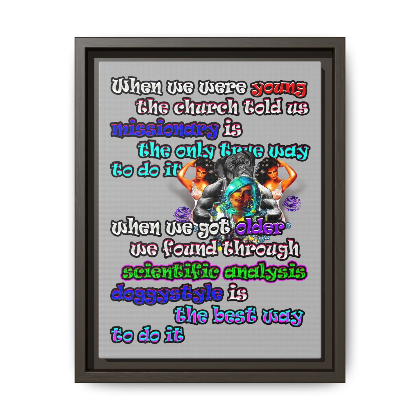 doggystyle - framed canvas art (light grey)