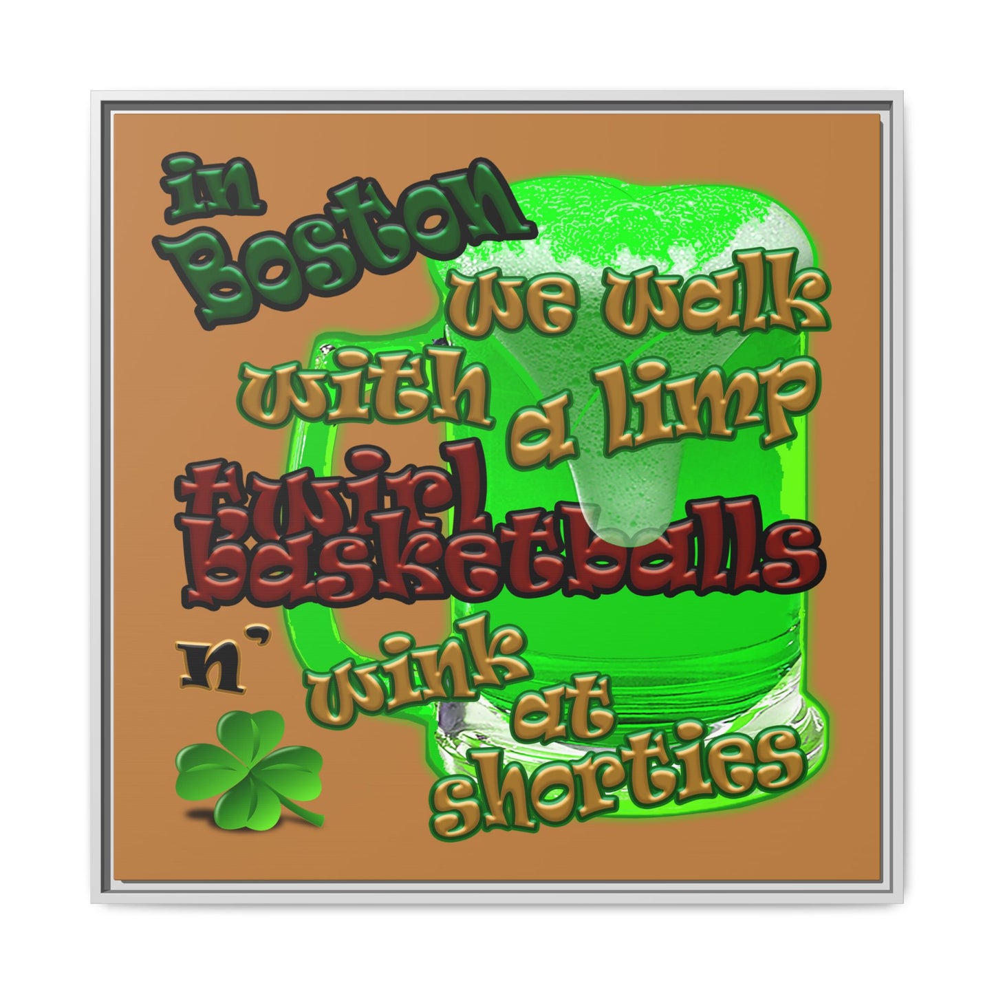celtics logo - framed canvas art (light brown)