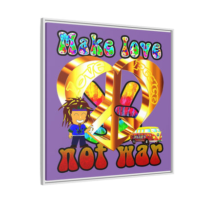 love peace - framed canvas art (light purple)