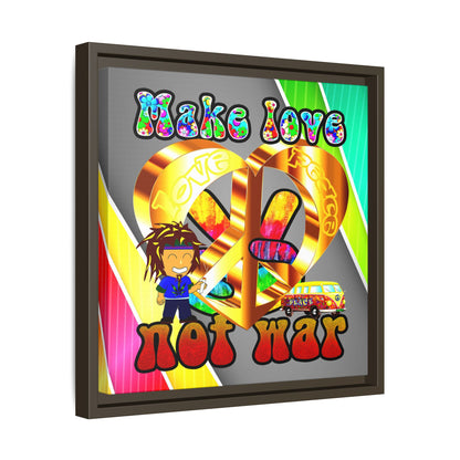 love peace - framed canvas art (rainbow split)