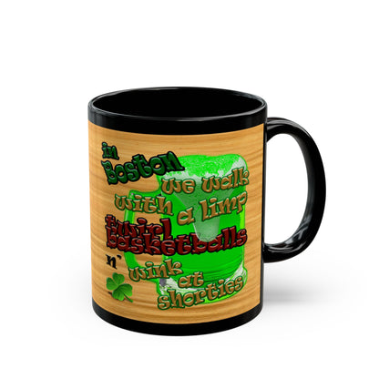 celtics logo - Black Mug (butterscotch wood finish)