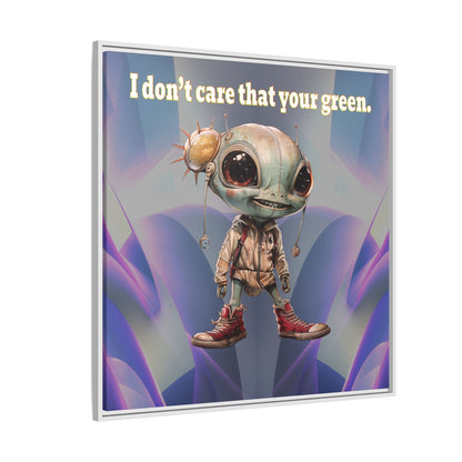 I don't care that your green - framed canvas art (grey-pink wave)