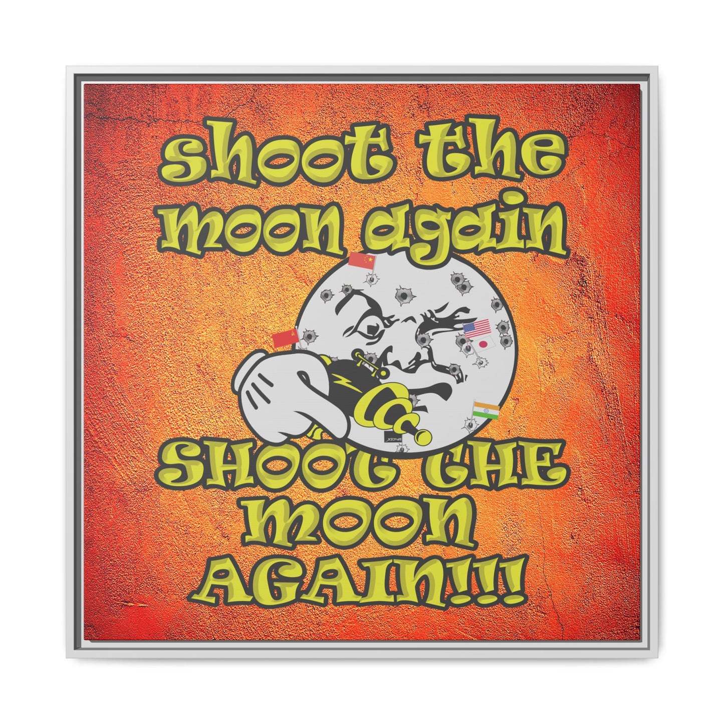 shoot the moon again - framed canvas art (burnt orange)