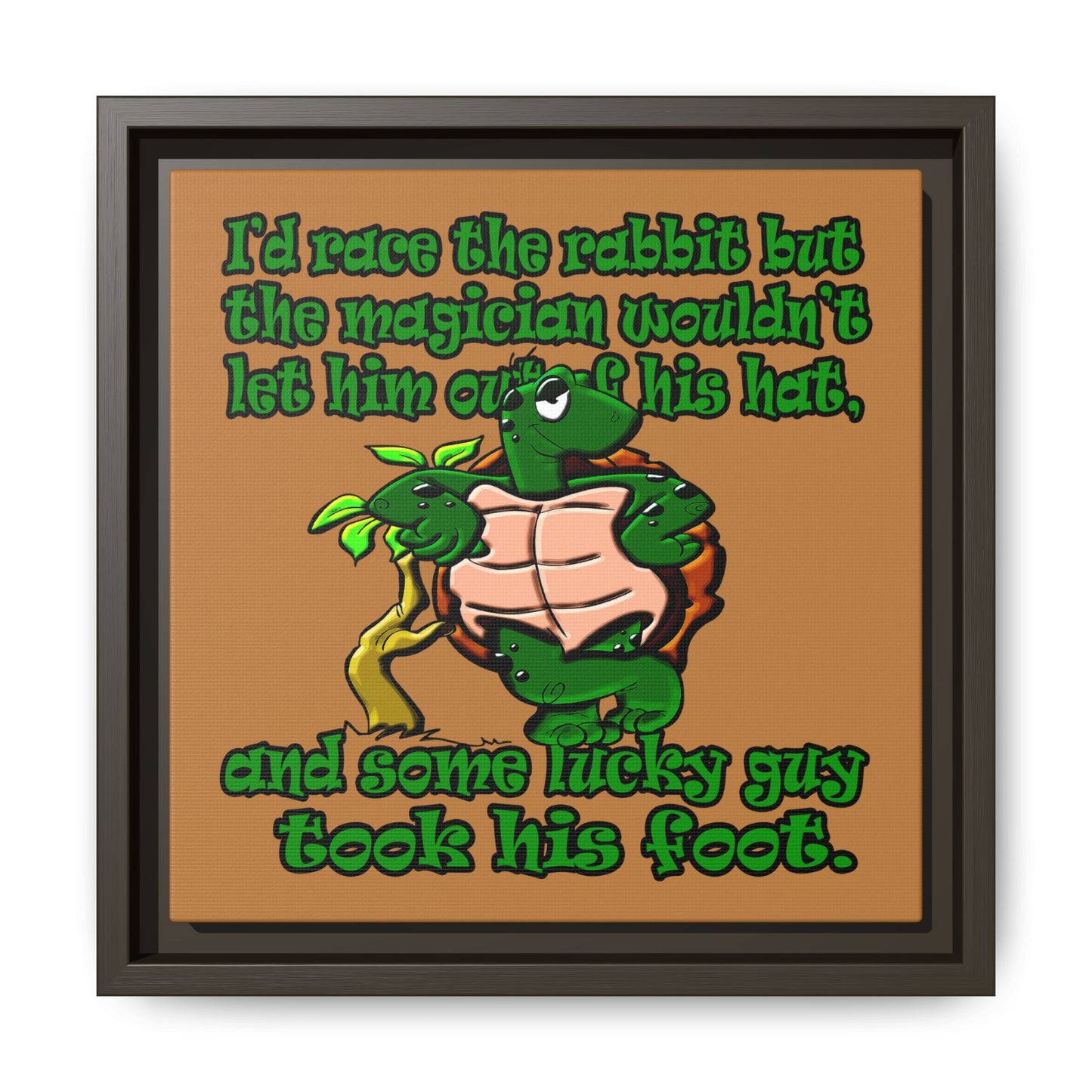 turtle race - framed canvas art (light brown)