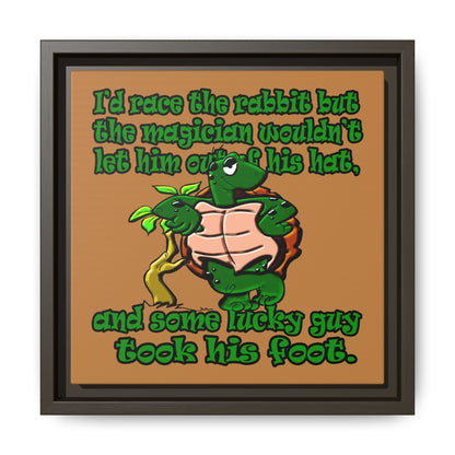 turtle race - framed canvas art (light brown)